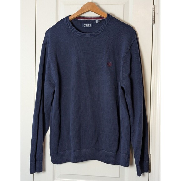 Vintage Chaps Men's Size XXL Navy Pullover Sweater Crest Preppy Classic - Picture 2 of 10
